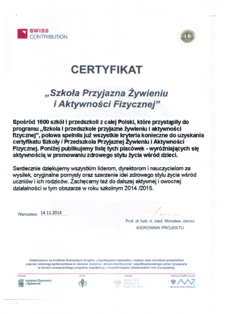 certyfikat Bajka