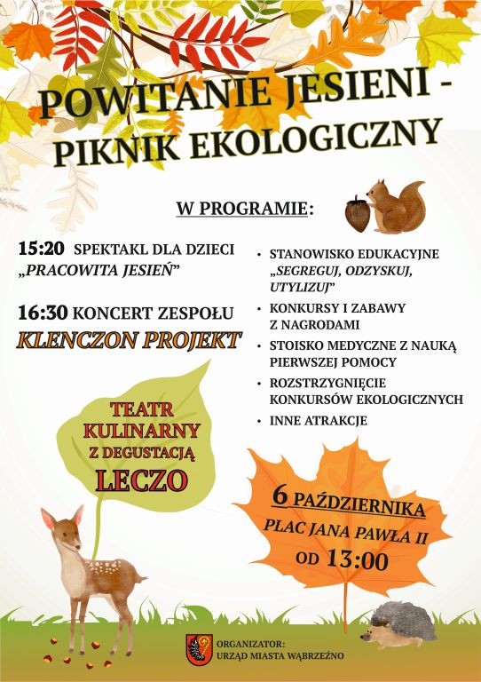 Plakat - Powitanie jesieni - piknik ekologiczny - 6.10.2017r.